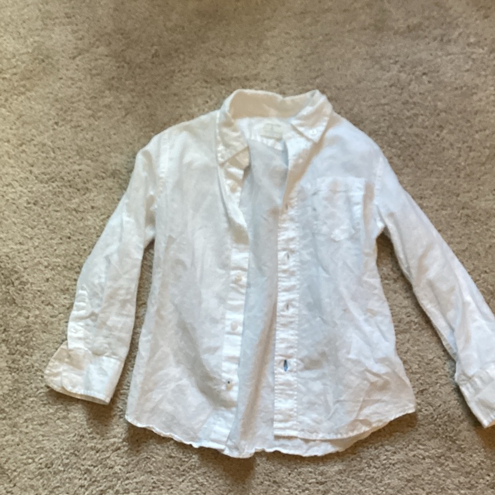 J. Crew Kids White Linen Button Down Shirt size 4/5